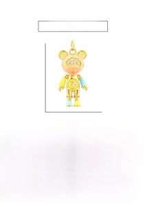Detail view of 28x14mm astronaut bear pendant with colorful enamel and cubic zirconia