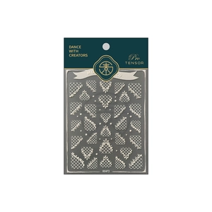 Minimalist 3D embossed white lace and heart pattern nail stickers KX472 with packaging
