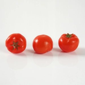 Realistic PVC mini cherry tomato models with green stems for home decor or keychains