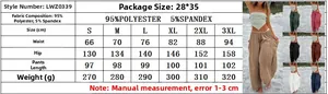 Size chart and multi-color guide for women high waist linen wide leg casual pants