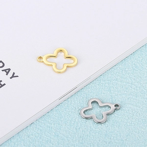 Hollow Four Leaf Clover Charms Stainless Steel Cross Pendant DIY Jewelry Making Accessories For Necklace Bracelet