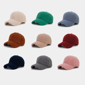 Baseball Cap Solid Color Sherpa Fleece Thickened Warm Winter Autumn Curved Brim Adjustable Tongue Hat For Women And Men