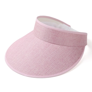 Linen Polyester Empty Top Visor Hat Wide Brim Summer Sun Hat UV Protection Breathable Outdoor Beach Accessory Unisex