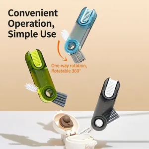 3-in-1 multi-functional bottle cap cleaning brush with 360-degree rotating brush heads