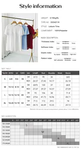 Detailed size chart and material specifications for short sleeve lace trim top