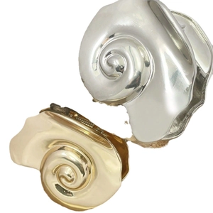 Artistic conch shell geometric metal earrings in gold and silver finish for women