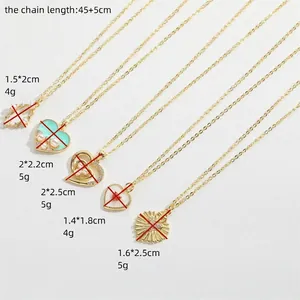 Golden heart pearl pendant necklaces with variety of designs and 45+5cm adjustable chain