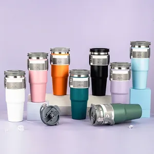 Stainless Steel Vacuum Insulated Tumbler Large Capacity Water Cup With Straw Handle Travel Car Mug Portable