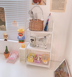 Three-tier white iron wire desktop storage rack for capsule coffee and accessories
