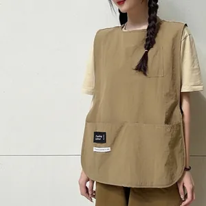 Waterproof Work Apron Vest Taslan Fabric Adjustable Buckle Oilproof Breathable Utility Bib For Barista Barber Kitchen