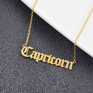 Golden Capricorn zodiac pendant necklace in polished titanium steel for women