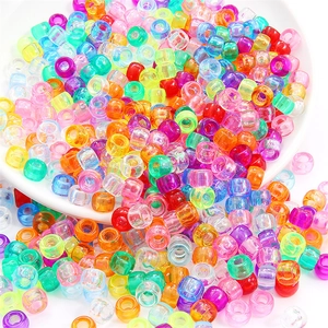 Colorful clear acrylic pony beads for DIY jewelry and hair braids, large hole design