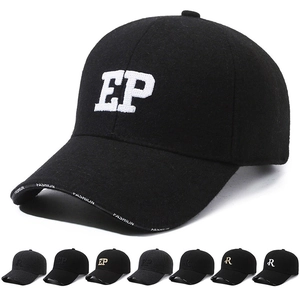 Woolen Baseball Cap Thickened Warm Winter Hat Embroidered Letter Adjustable Metal Buckle Fashion Outdoor For Men Women