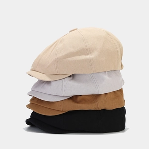 Newsboy Cap Cotton Herringbone Vintage British Style Short Brim Casual Flat Cabbie Hat Women Men