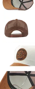 Details von brauner Mesh Trucker Cap mit verstellbarem Verschluss und Stickerei