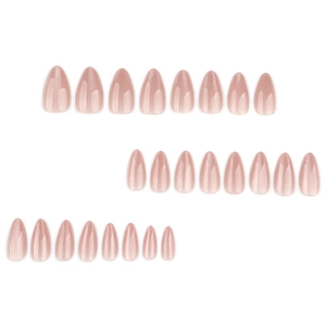 24 pieces of nude cat eye press-on nails in short almond shape with glossy finish