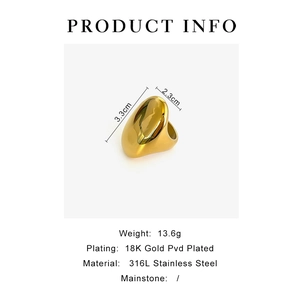 Detail specifications of 18K gold PVD coated 316L stainless steel oval ring size info