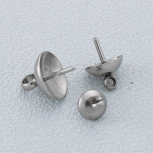 Minimalist stainless steel pearl base earrings with hanging loop for DIY jewelry making