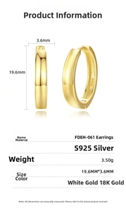 Detailed macro view showing the S925 sterling silver stamp and dimensions of the hoop earrings