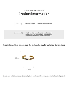 Detailed view of vintage gold alloy oval bracelet with crystal rhinestones and dimensions