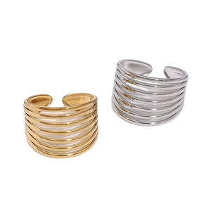 Modischer mehrlagiger verschlungener offener Ring aus 18k Gold und Silber Edelstahl