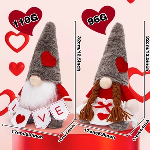 Dimensions et poids détaillés pour une paire de nains de la Saint-Valentin en peluche