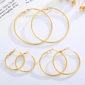 Stainless Steel Hoop Earrings Geometric Stripe Texture Minimalism Fashion Statement For Women Jewelry Gold Silver Rose Gold