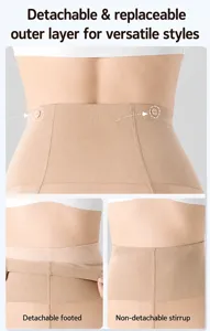 Détail de la couche extérieure amovible et boucle de taille pour legging thermique