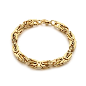 Bracciale bizantino dorato con maglia a doppio anello e chiusura a moschettone