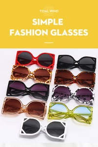 Collection of oversized cat eye sunglasses featuring hollow geometric frames in nine colors