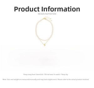 Detailed size guide for gold plated double-layer pearl necklace with length and weight spec