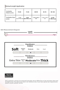 Size chart showing 105cm length and 3.2cm width for heart buckle pearl belt