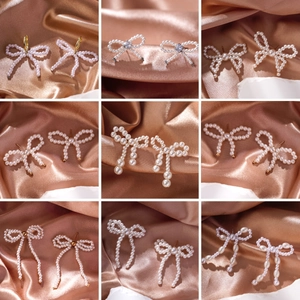 Bow Artificial Pearl Stud Earrings With Steel Earring Post French Tassel Dangle Elegant Jewelry For Women
