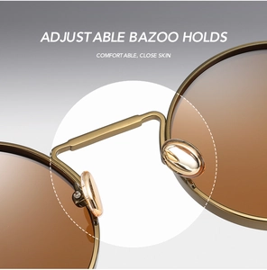 Detail view of adjustable skin-friendly nose pads on steampunk metal round sunglasses