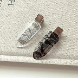 Lace Print Hair Clips Transparent Resin Alloy Duckbill Pins Seamless No Trace Makeup Hairpins For Women Girls Sweet Styling