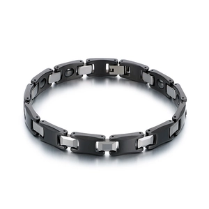 Minimalist tungsten steel magnetic bracelet in black and silver for couples