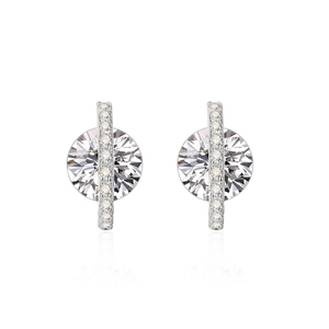 Elegant S925 sterling silver planet stud earrings with micro-set sparkling round stones