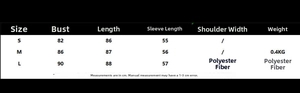 Size chart for high neck knitted mini dress showing S, M, L measurements in centimeters