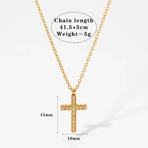 Detailed size specifications of the gold crystal cross necklace for women