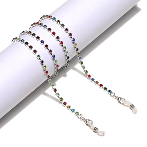 Premium colorful rhinestone glasses chain with non-slip loop and lobster clasp