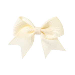Classic cream grosgrain ribbon bow hairpin for girls featuring a symmetric dovetail design
