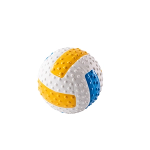 Durable rubber dog chew ball toy with textured surface for pet teeth cleaning