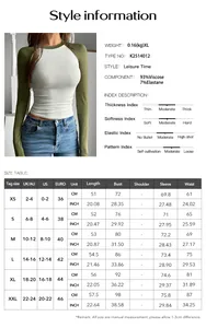 Guida alle taglie dettagliata e tabella dei materiali per questo top Y2K a maniche lunghe