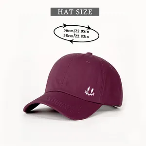 Size chart showing adjustable 56-58cm head circumference for the wine red baseball cap