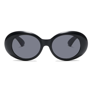 Vintage Oval Sonnenbrille für Kinder in Schwarz mit dunkelgrauen UV-Schutzgläsern