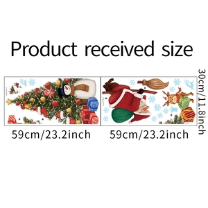 Flache Ansicht Weihnachts-Wandsticker Set mit Weihnachtsmann und Rentier auf weißem Grund