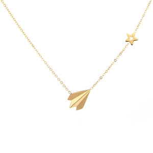 Collana aereo di carta dorata con ciondolo a stella traforata per donna stile moderno