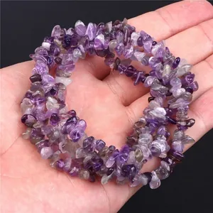 Natural purple amethyst irregular gemstone chips stacked for jewelry making and beading