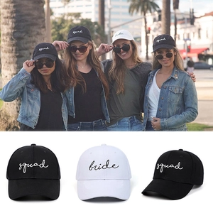 Cotton Baseball Cap With Squad Bride Embroidery Curved Brim Sun Protection Hat For Wedding Party Unisex