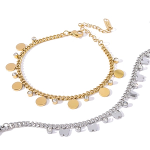 Exquisite gold and silver stainless steel bracelets with rhinestones and butterfly charms